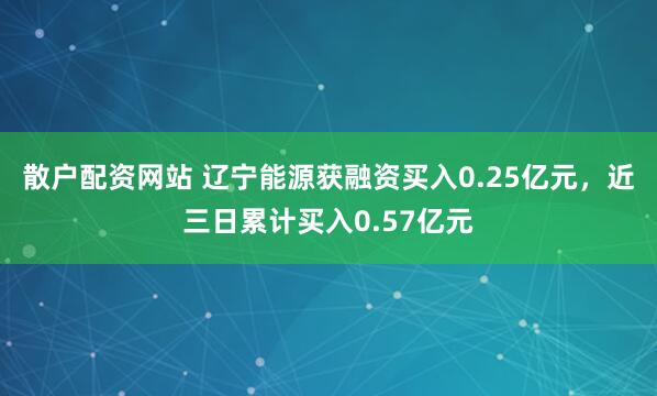 散户配资网站 辽宁能源获融资买入0.25亿元，近三日累计买入0.57亿元